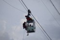 Koelner Seilbahn Gondel blieb haengen Koeln Linksrheinisch P629